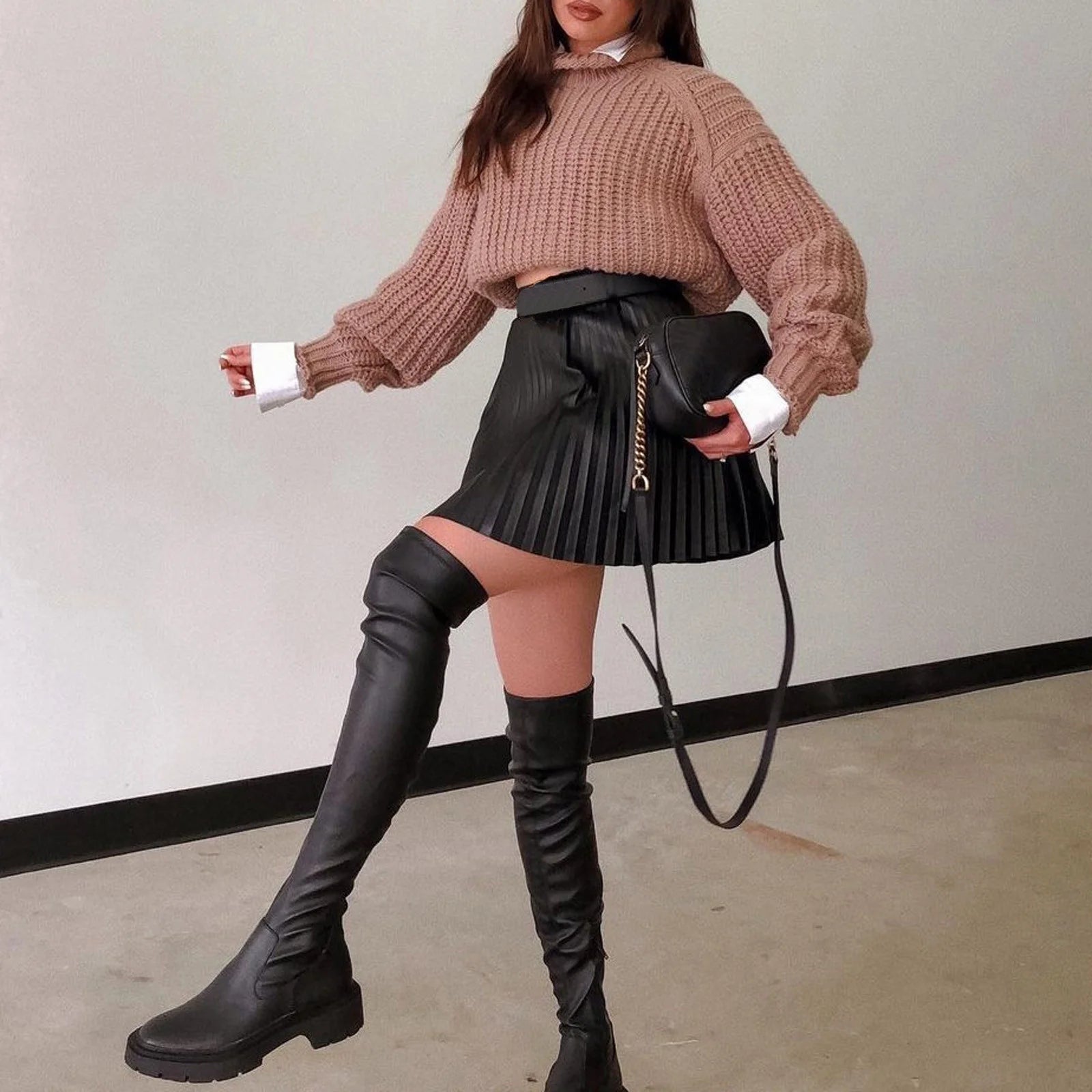 ÉclairNoir Exclusive - Noir Pleat Mini Skirt™ - ÉclairNoir