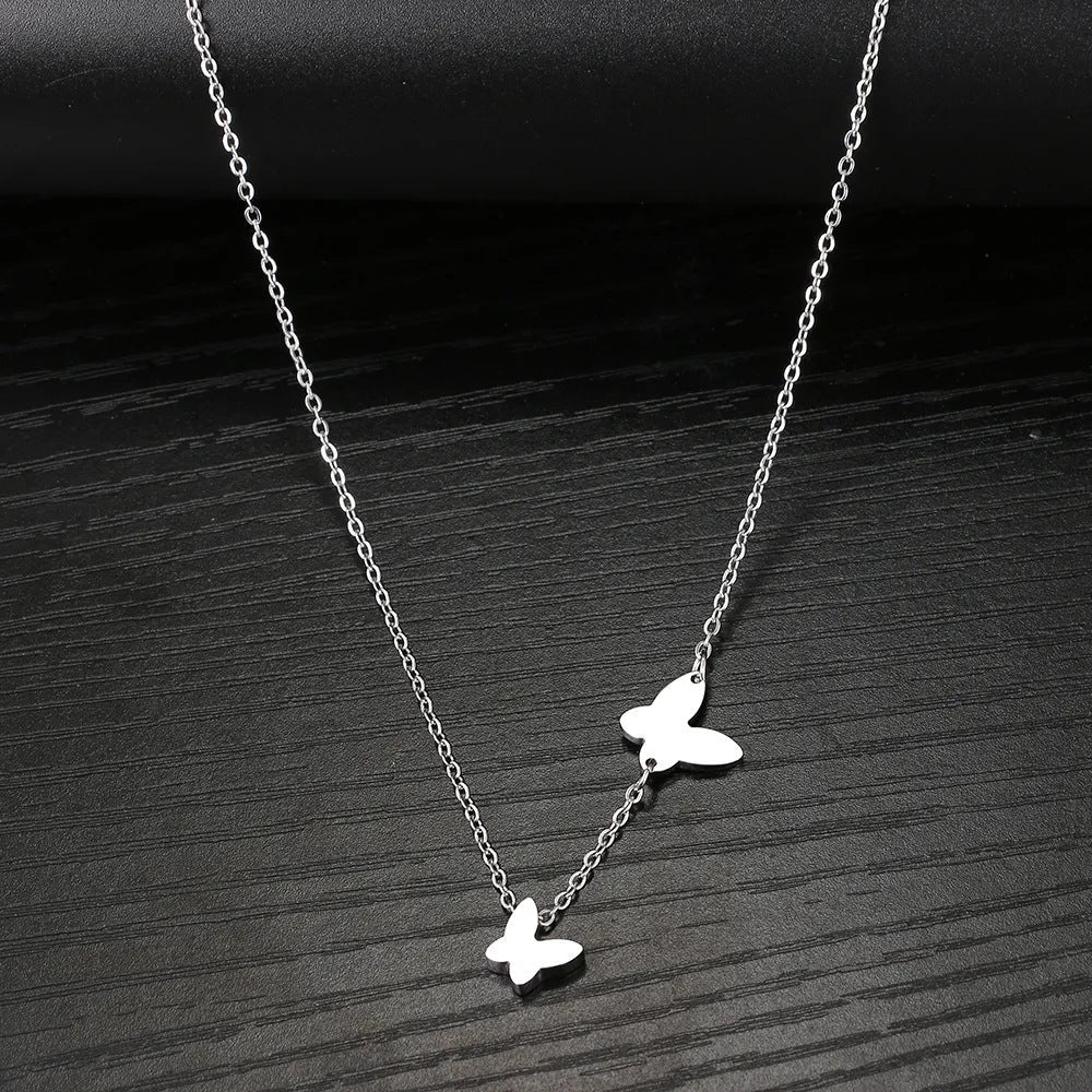 Stainless Steel Butterfly Pendant Sweet Temperamental All - match Niche Design Necklace - ÉclairNoir