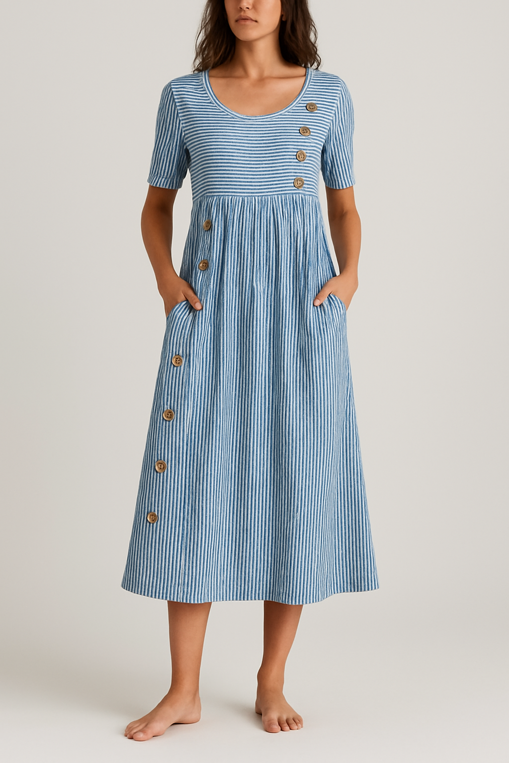 Rythme Calme – Robe Midi Rayée™
