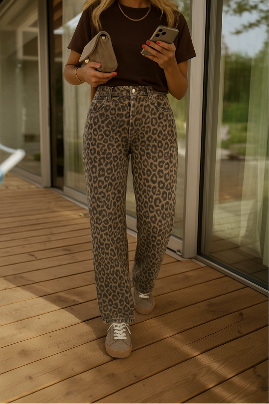 Nadine™ | Pantalon évasé léopard unique