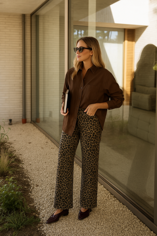 Nadine™ | Pantalon évasé léopard unique