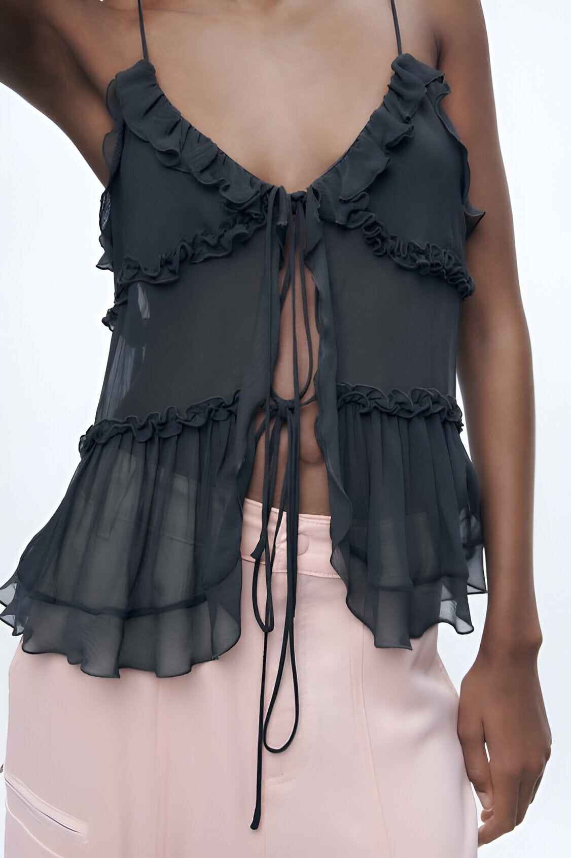 ÉclairNoir™ Top Volants Fleur