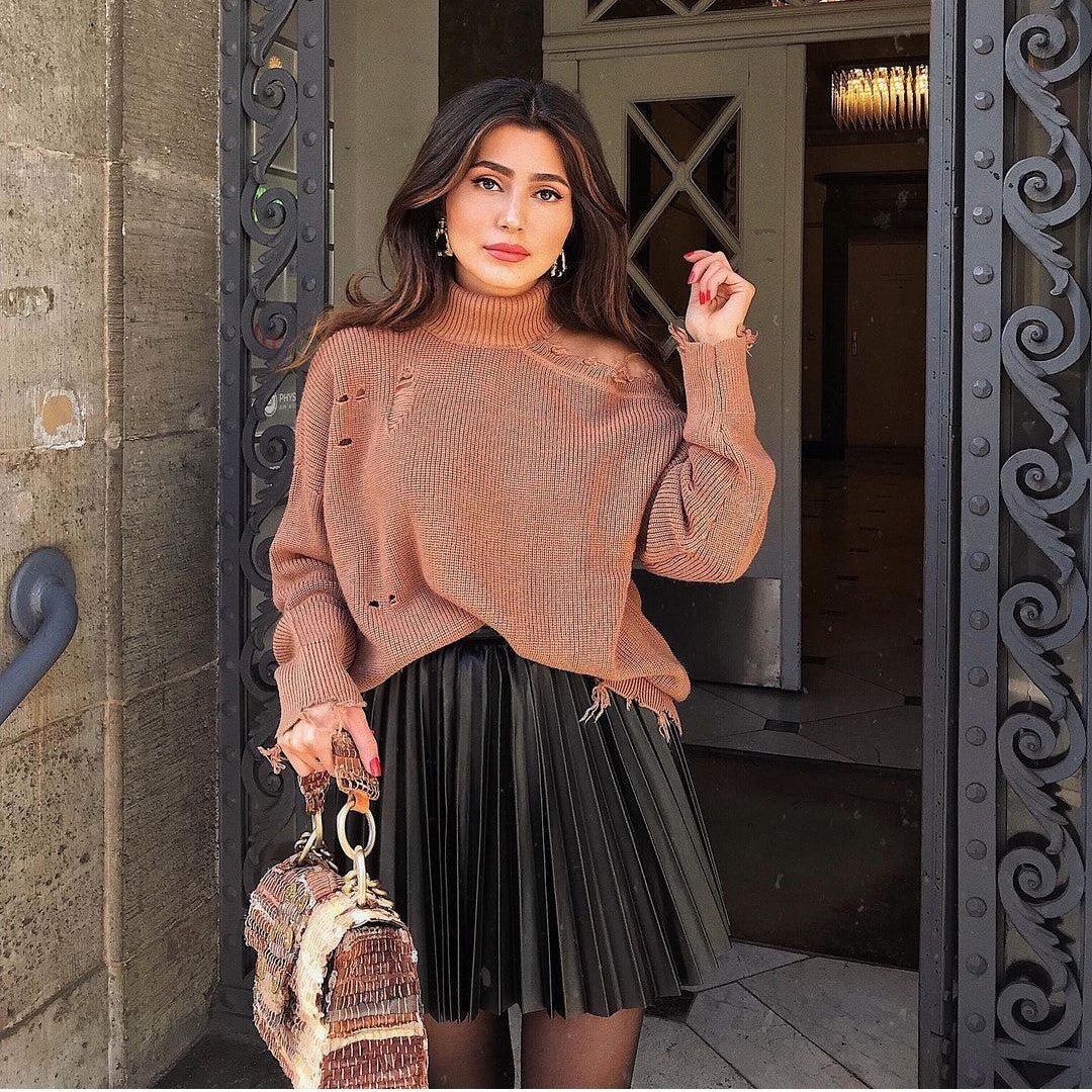 Draped Pleated Knitted Mini Skirts Women Winter Short Skirt - ÉclairNoir