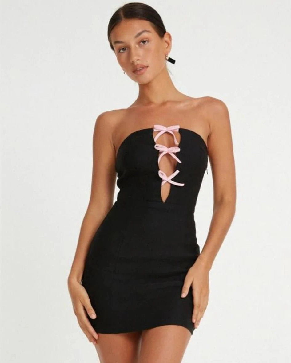 ÉclairNoir Exclusive - Bow Accent Mini Dress™ - bluemoonbenelux