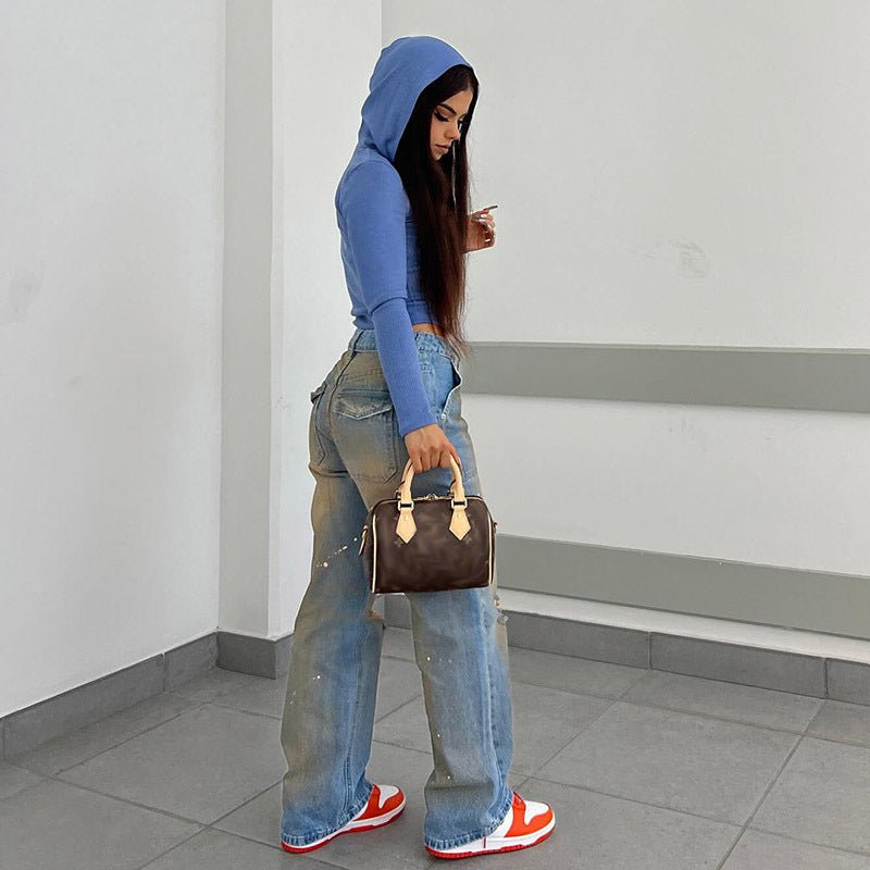 Loose Straight Fashion Street Denim Trousers For Women - ÉclairNoir